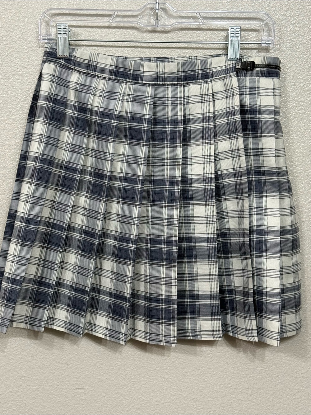 Lucca Plaid Pleated Mini Skirt Side Buckle M